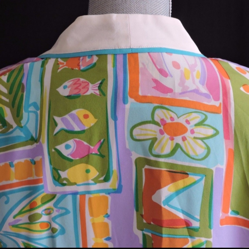Bob Mackie Silk Shirt Open Front Blouse Small - Picture 10 of 13
